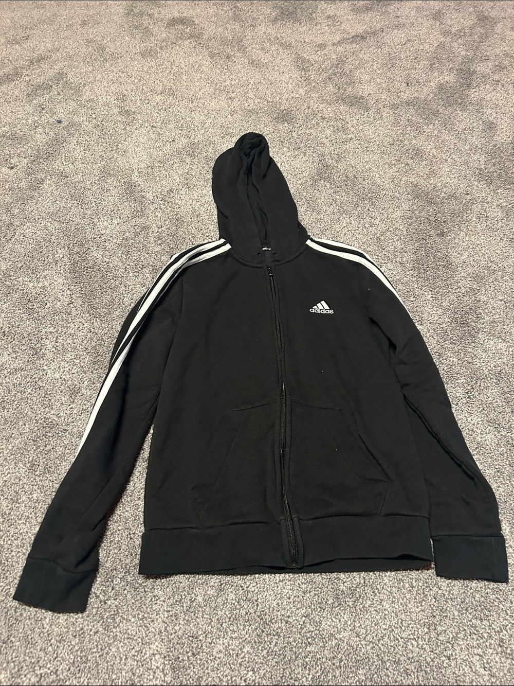 adidas Black Hoodie with White Shoulder Stripes
